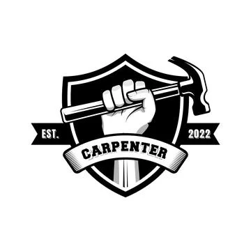 Carpenter logo design in rustic retro vintage style. Handyman logo design Illustrazione stock