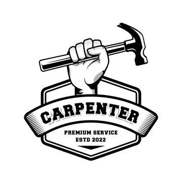 Carpenter logo design in rustic retro vintage style. Handyman logo design Stock Illustration