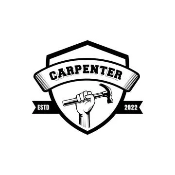 Carpenter logo design in rustic retro vintage style. Handyman logo design Stock Illustration