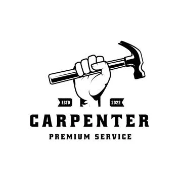 Carpenter logo design in rustic retro vintage style. Handyman logo design Stock Illustration