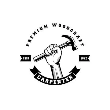 Carpenter logo design in rustic retro vintage style. Handyman logo design Stock Illustration