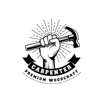 Carpenter logo design in rustic retro vintage style. Handyman logo design Stock Illustration