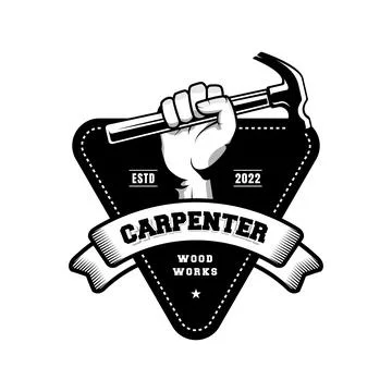Carpenter logo design in rustic retro vintage style. Handyman logo design Stock Illustration