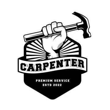 Carpenter logo design in rustic retro vintage style. Handyman logo design Stock Illustration