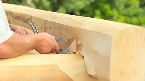 Carpenter making markings Stock Footage 79786095