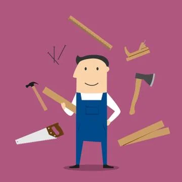 Carpenter man and professional tools Stock Illustration