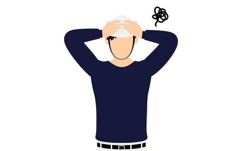 Carpenter man pose, Worry with your head Illustrazione stock