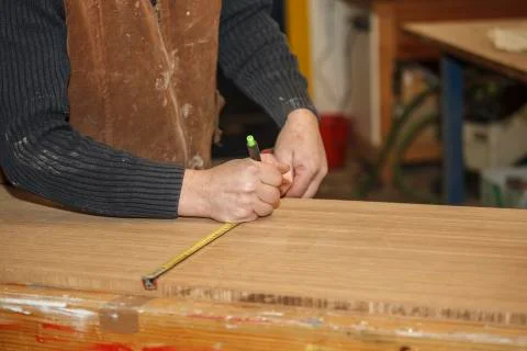 Carpenter measuring Stock Photos