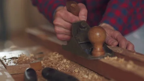 Carpenter planed wood, workplace Stock Footage 73925969