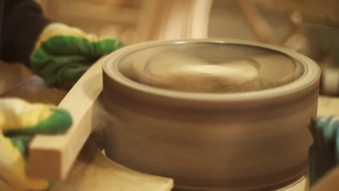Carpenter polishes a board Video stock 128369547