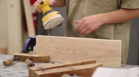 Carpenter power sanding board Stock Footage 10720718