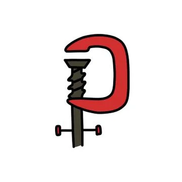 Carpenter press doodle icon, vector color illustration Illustrazione stock