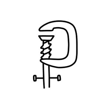 Carpenter press doodle icon, vector line illustration Stock Illustration