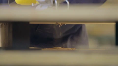 Carpenter sawing wood using jigsaw Stock Footage 44282963
