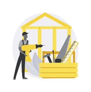Carpenter services abstract concept vector illustration. Stock Illustration