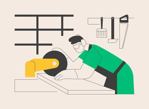 Carpenter services abstract concept vector illustration. Stock Illustration