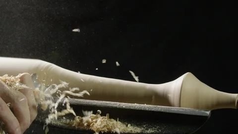 Carpenter shaping wood with a chisel in the workshop Stock Footage 104220120