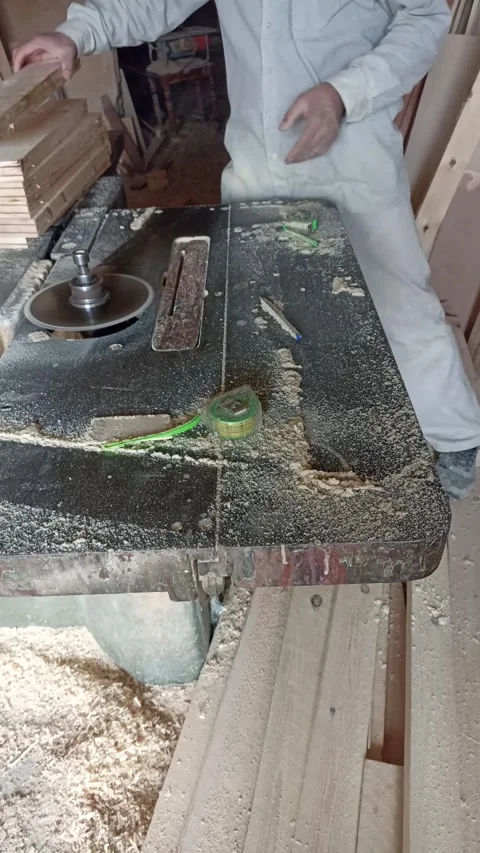 Carpenter at Table Saw Stock Footage 334181407