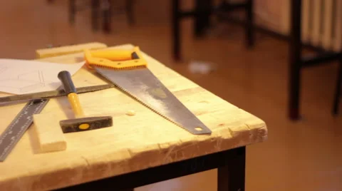 Carpenter table. Wood, equipment Video stock 59231681