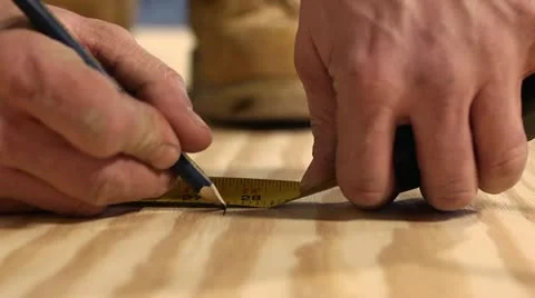 Carpenter Taking Measurements Video stock 22029296