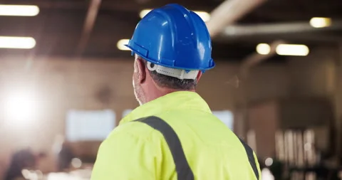 Carpenter, thinking and man with helmet in building, decision and planning for Stock Footage 339999764