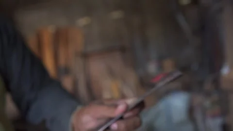 The carpenter took a ruler Stock Footage 271055449