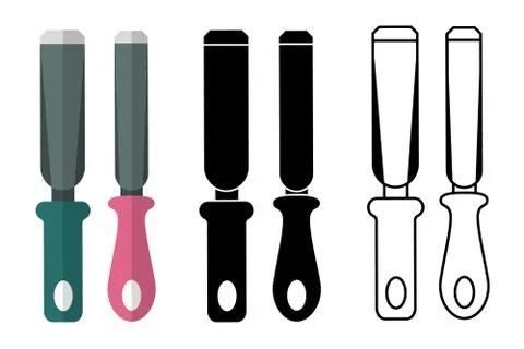 Carpenter tool chisel on white background. Hand tools. Shop for locksmith Stock Illustration