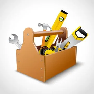 Carpenter toolbox poster Stock Illustration