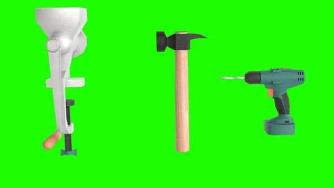 Carpenter tools with green background Stock Illustration