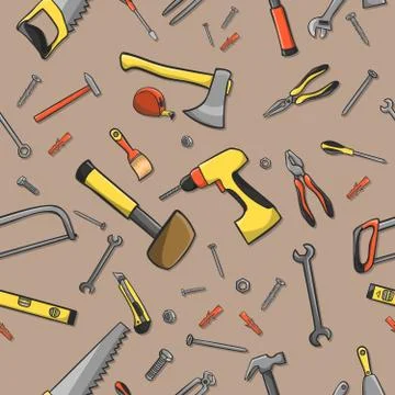Carpenter tools seamless pattern Stock Illustration