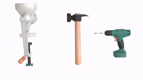 Carpenter tools with white background Stock Illustration