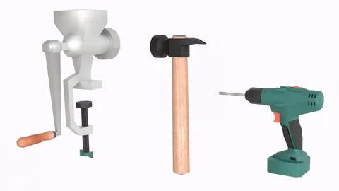 Carpenter tools with white background Stock Illustration