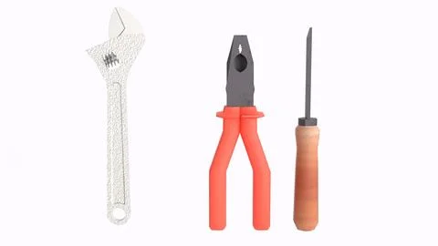 Carpenter tools with white background Illustrazione stock