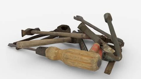 Carpenter tools on white background Stock Illustration