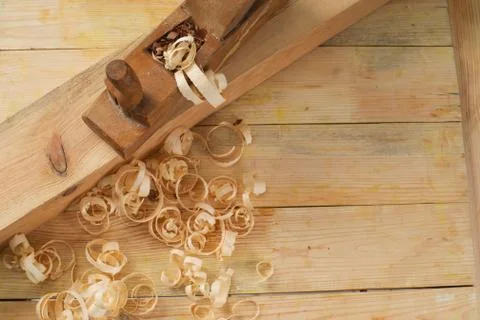 Carpenter tools on wood table background Stock Photos