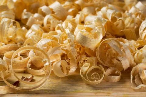 Carpenter tools on wood table background with sawdust. Copy space Stock Photos