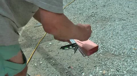 Carpenter using a builders square Stock Footage 18038949