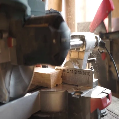 Carpenter Using Circular Saw for wood in close up Stock Footage 69536731