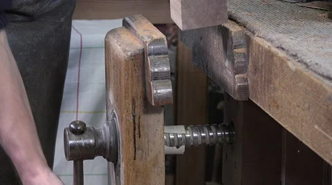 Carpenter using press Stock Footage 58009789