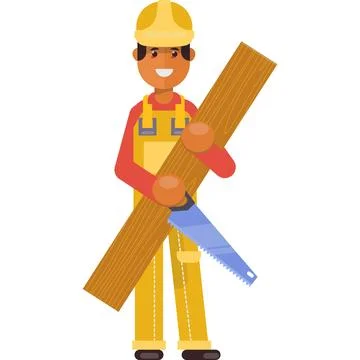 Carpenter vector carpentry man worker flat icon Stock Illustration
