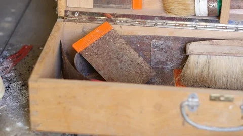 Carpenter vintage tool box Stock Footage 88918551