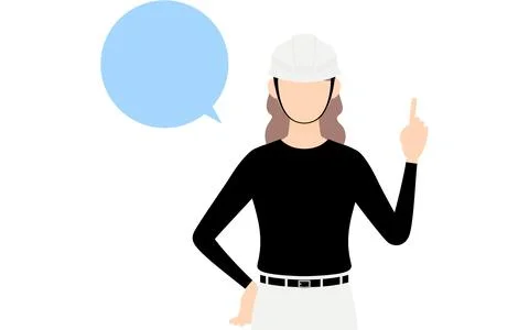 Carpenter woman pose, Talking while pointing Stock Illustration