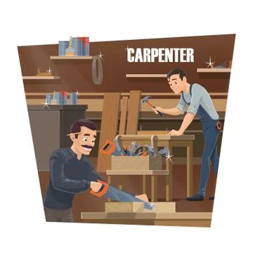 Carpenter, woodworker and joiner workers Stock Illustration