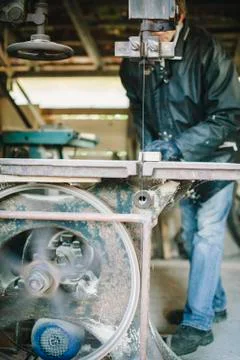 Carpenter at work in his atelier Stock Photos