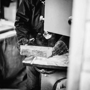 Carpenter at work in his atelier Stock Photos