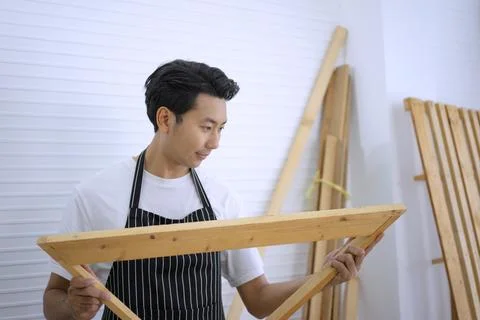 Carpenter work at workshop. Stock Photos