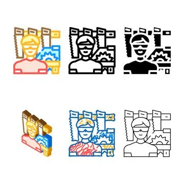 Carpenter worker color icon vector pack Illustrazione stock