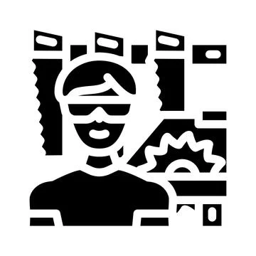 Carpenter worker glyph icon vector illustration Stock Illustration