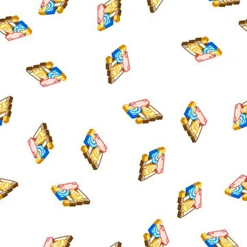 Carpenter worker isometric icon seamless pattern Illustrazione stock