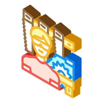 Carpenter worker isometric icon vector illustration Stock Illustration